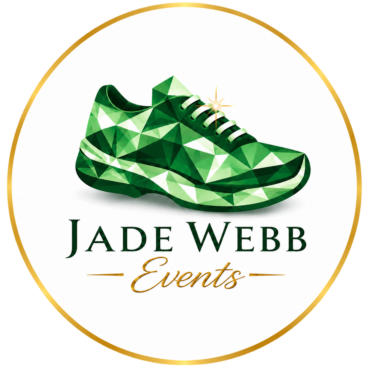 Jade Webb Events logo with a green dance shoe
